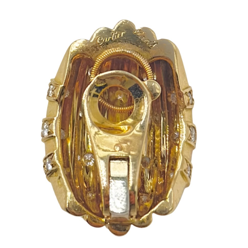 Boucles d'oreilles Clip CARTIER en or jaune et diamants - Castafiore