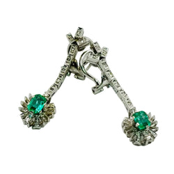 Boucles d'oreilles Clip en or blanc, émeraudes, et diamants - Castafiore