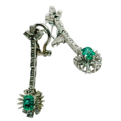 Boucles d'oreilles Clip en or blanc, émeraudes, et diamants - Castafiore