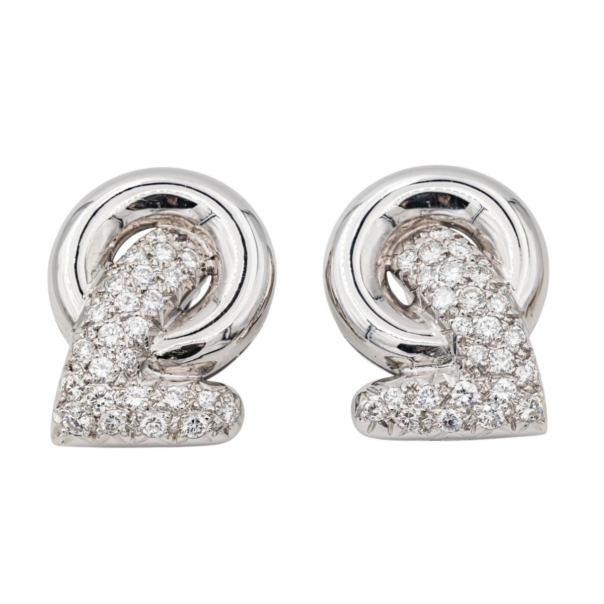 Boucles d'oreilles Clip en or blanc et diamants - Castafiore