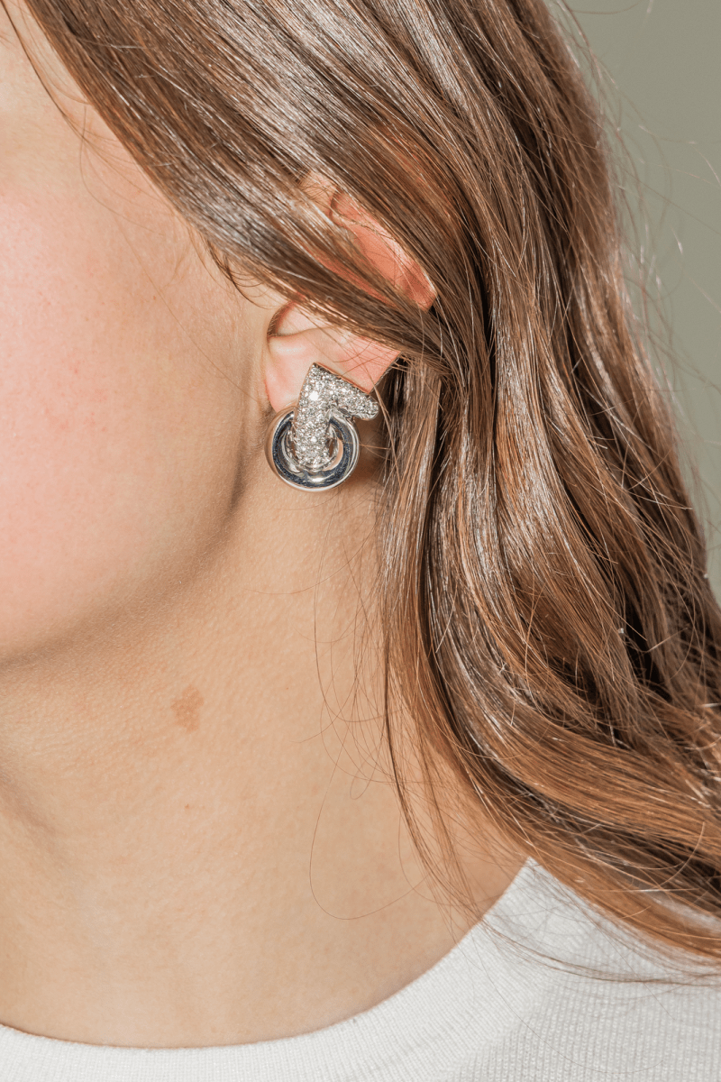 Boucles d'oreilles Clip en or blanc et diamants - Castafiore