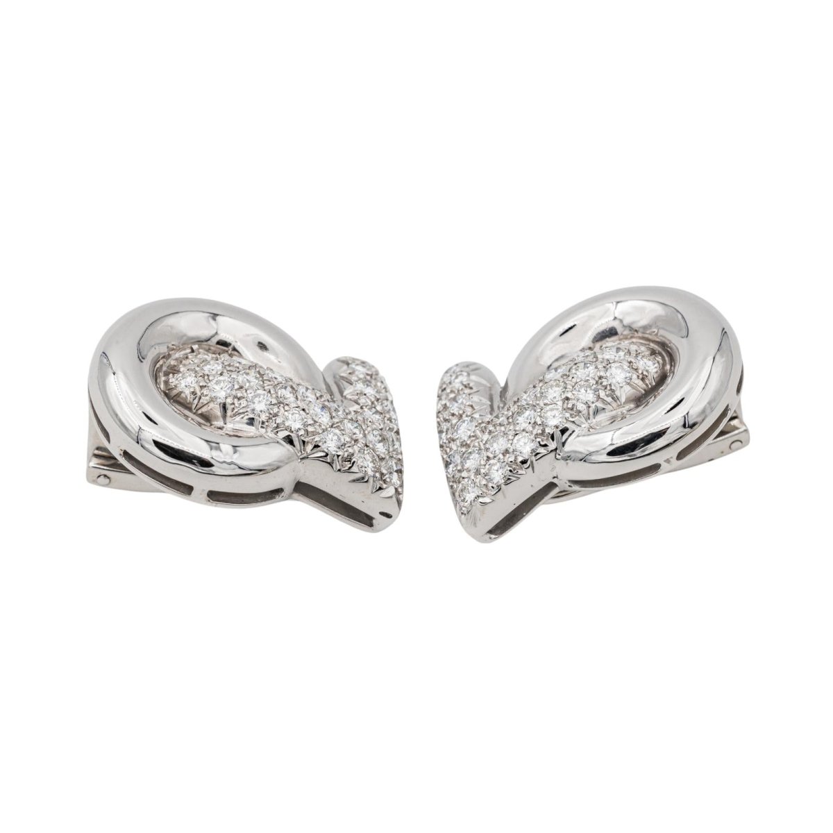 Boucles d'oreilles Clip en or blanc et diamants - Castafiore
