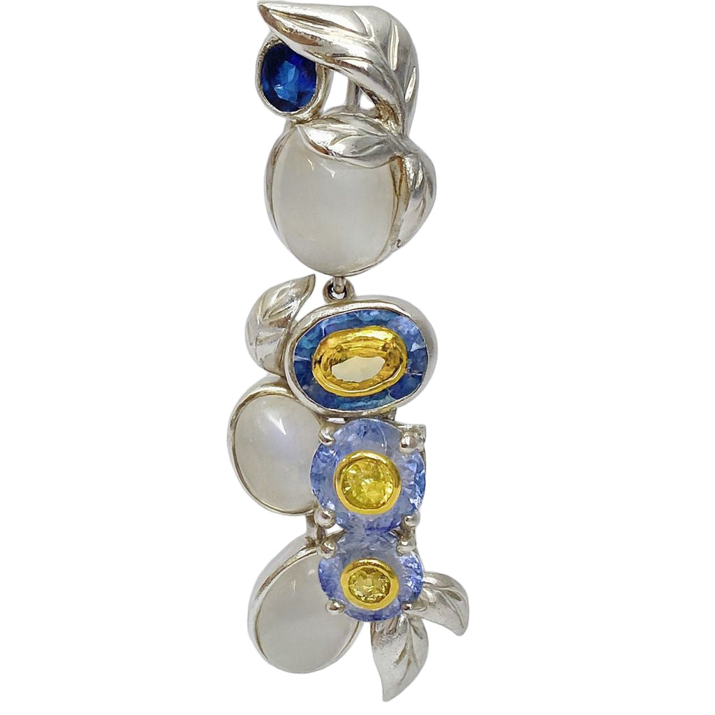 Boucles d'oreilles Clip en or blanc, or jaune et saphir