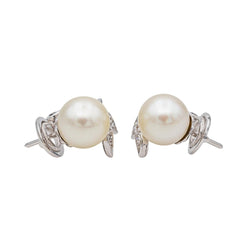 Boucles d'oreilles Clip en or blanc, perles et diamants - Castafiore