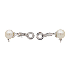 Boucles d'oreilles Clip en or blanc, perles et diamants - Castafiore