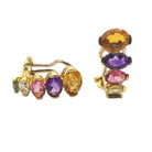 Boucles d'oreilles Clip en or jaune, améthyste, tourmaline, aigue - marine et péridot - Castafiore