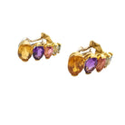 Boucles d'oreilles Clip en or jaune, améthyste, tourmaline, aigue - marine et péridot - Castafiore