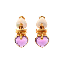 Boucles d'oreilles Clip en or jaune, améthystes et nacre - Castafiore