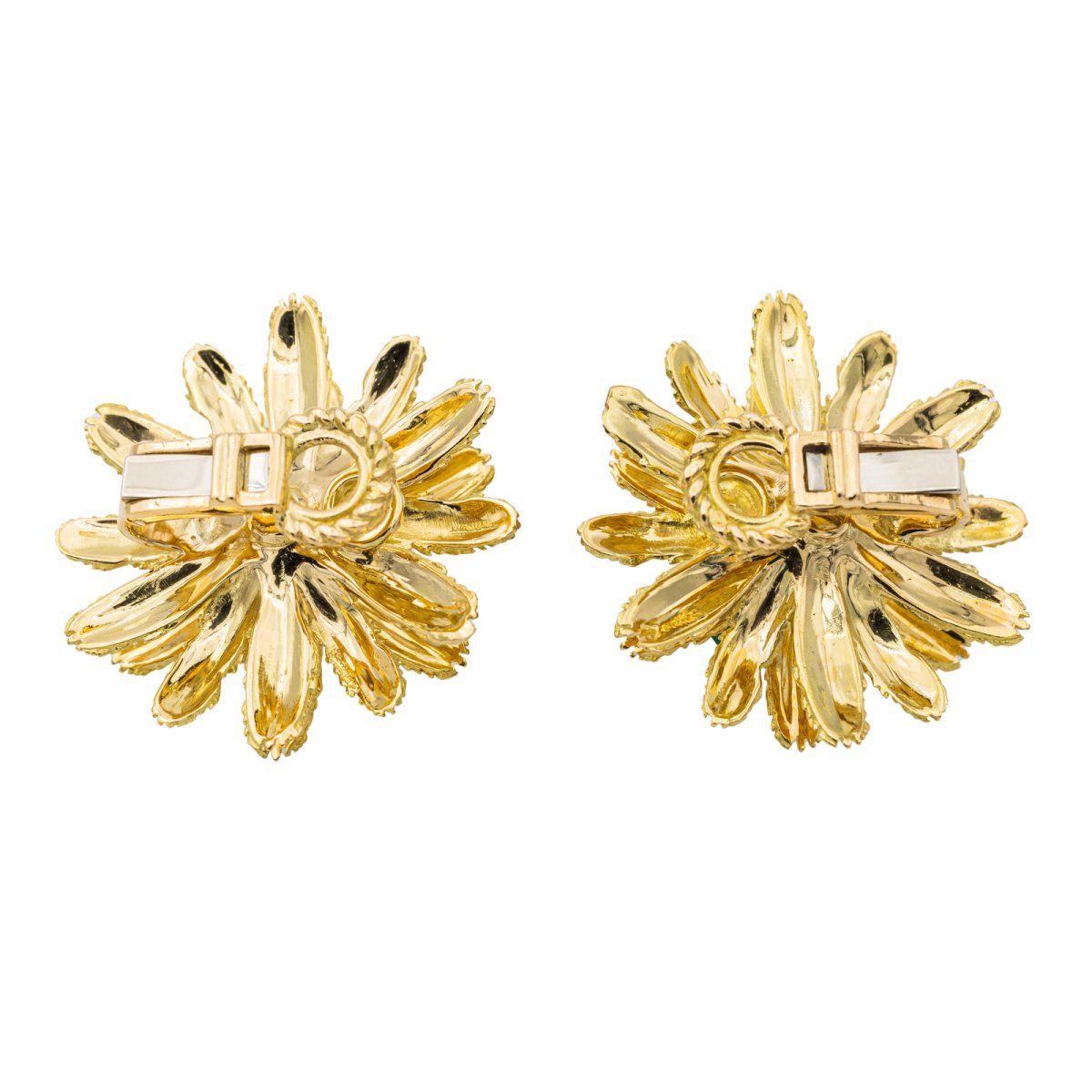 Boucles d'oreilles Clip en or jaune émeraude et diamant - Castafiore