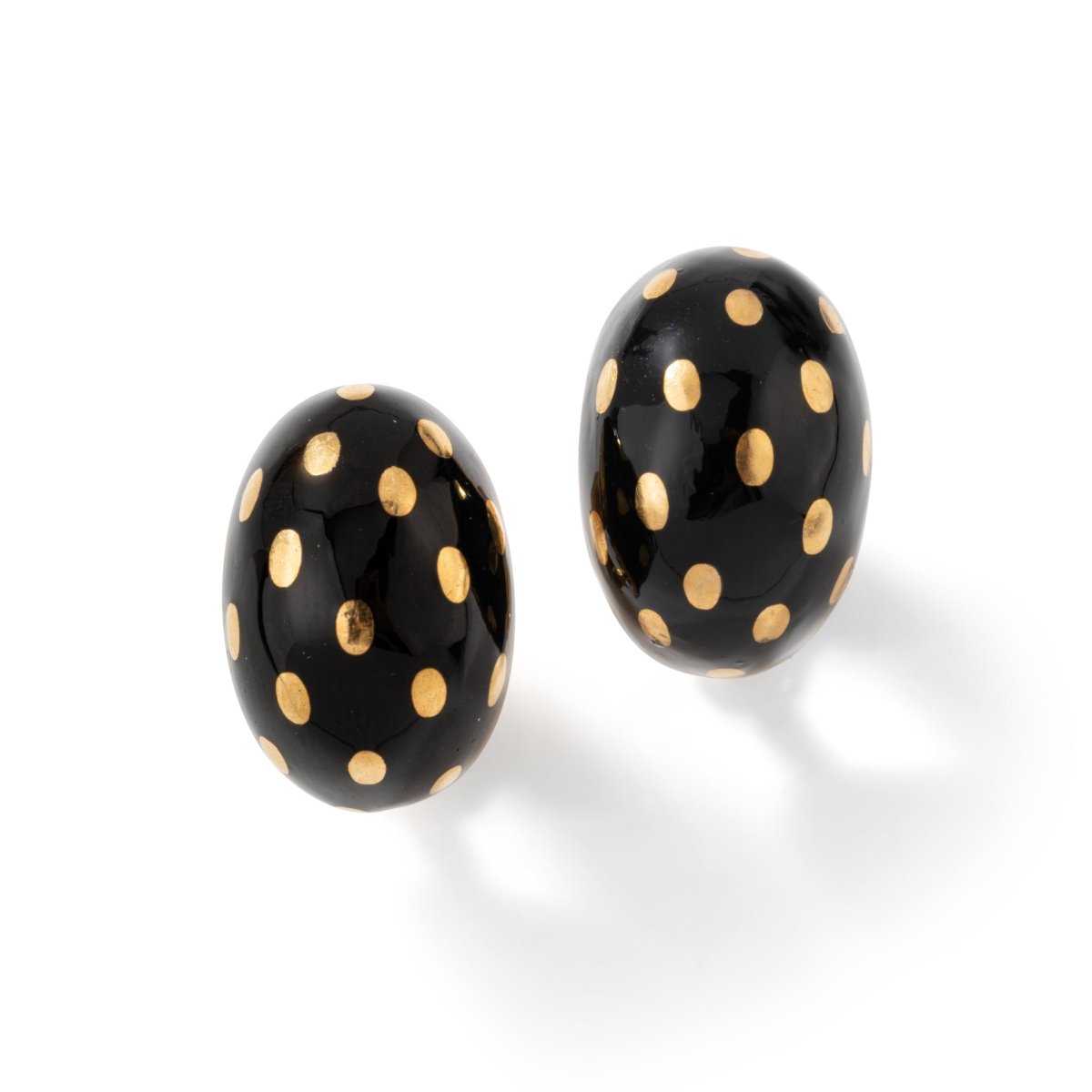 Boucles d'oreilles Clip FRED en or jaune et émail noir - Castafiore