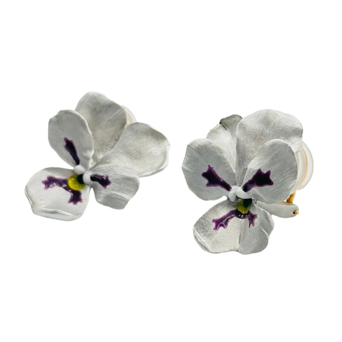 Boucles d'oreilles Clip JAR "Pensées" en aluminium et or rose - Castafiore