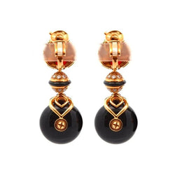 Boucles d'oreilles Clip MARINA B. Pneu en or jaune, onyx, cornaline et diamants
