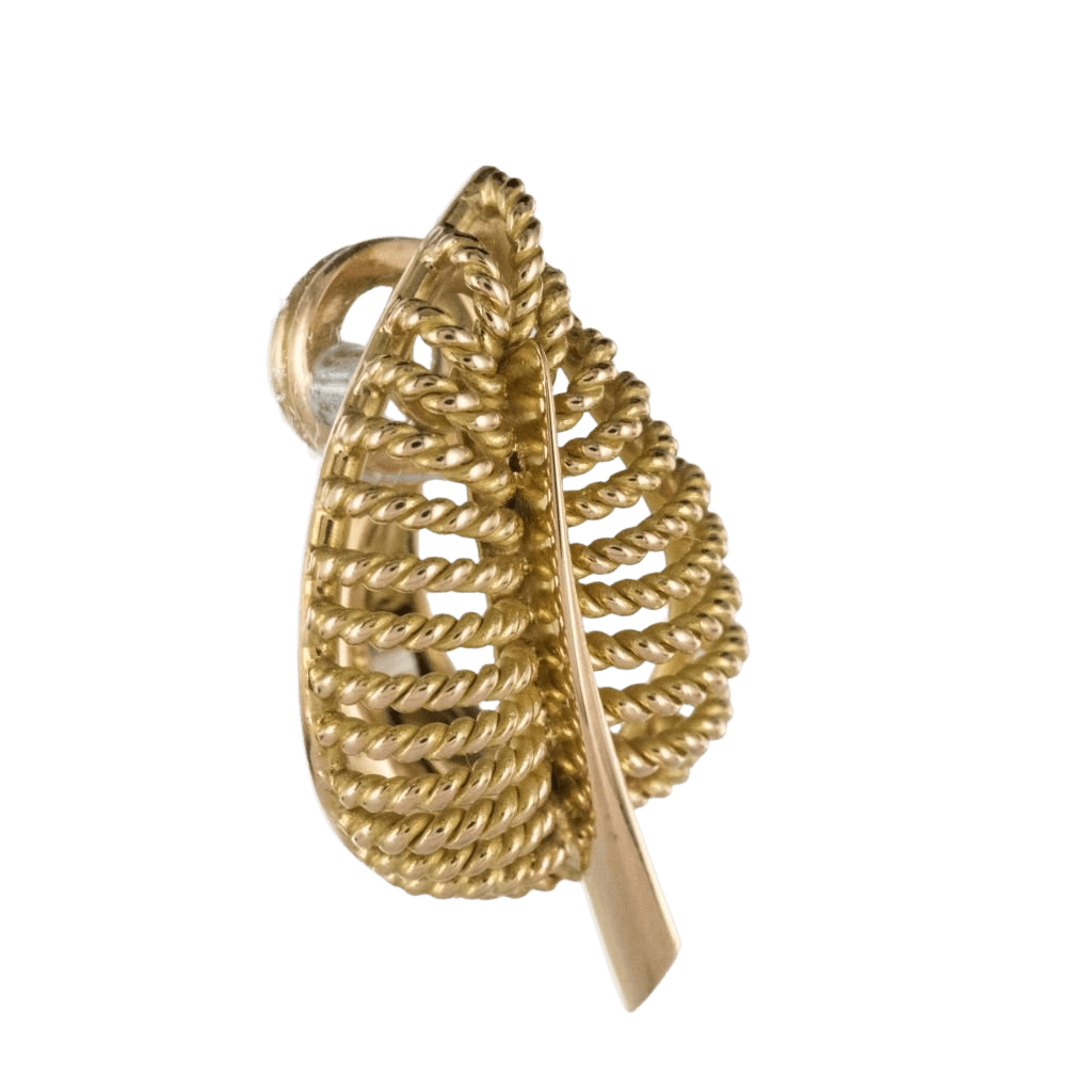 Boucles d'oreilles Clip MECAN ELDE "Feuilles" en or jaune - Castafiore