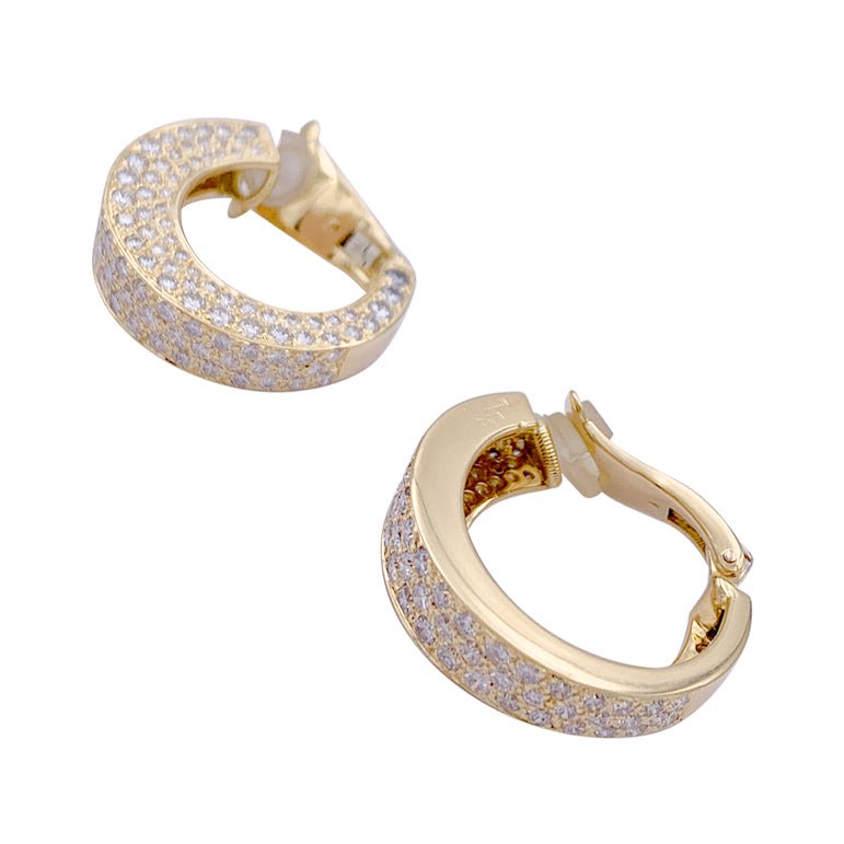 Boucles d'oreilles Clip O.J Perrin, "Arena" en or jaune et diamants - Castafiore