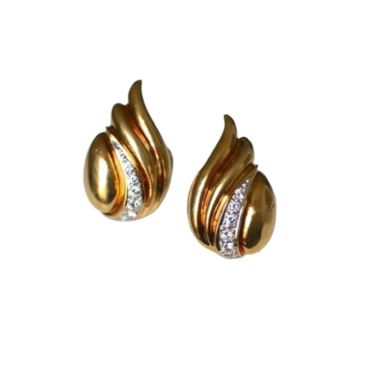 Boucles d'oreilles clip or et diamants - Castafiore