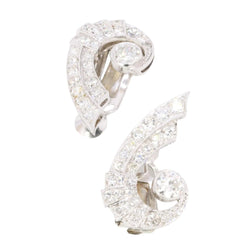 Boucles d'oreilles Clips "Ailes" en or blanc et diamants - Castafiore