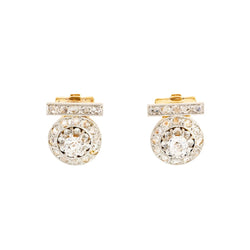 Boucles d'oreilles Clips Art Déco en platine, or jaune et diamants - Castafiore