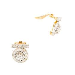 Boucles d'oreilles Clips Art Déco en platine, or jaune et diamants - Castafiore