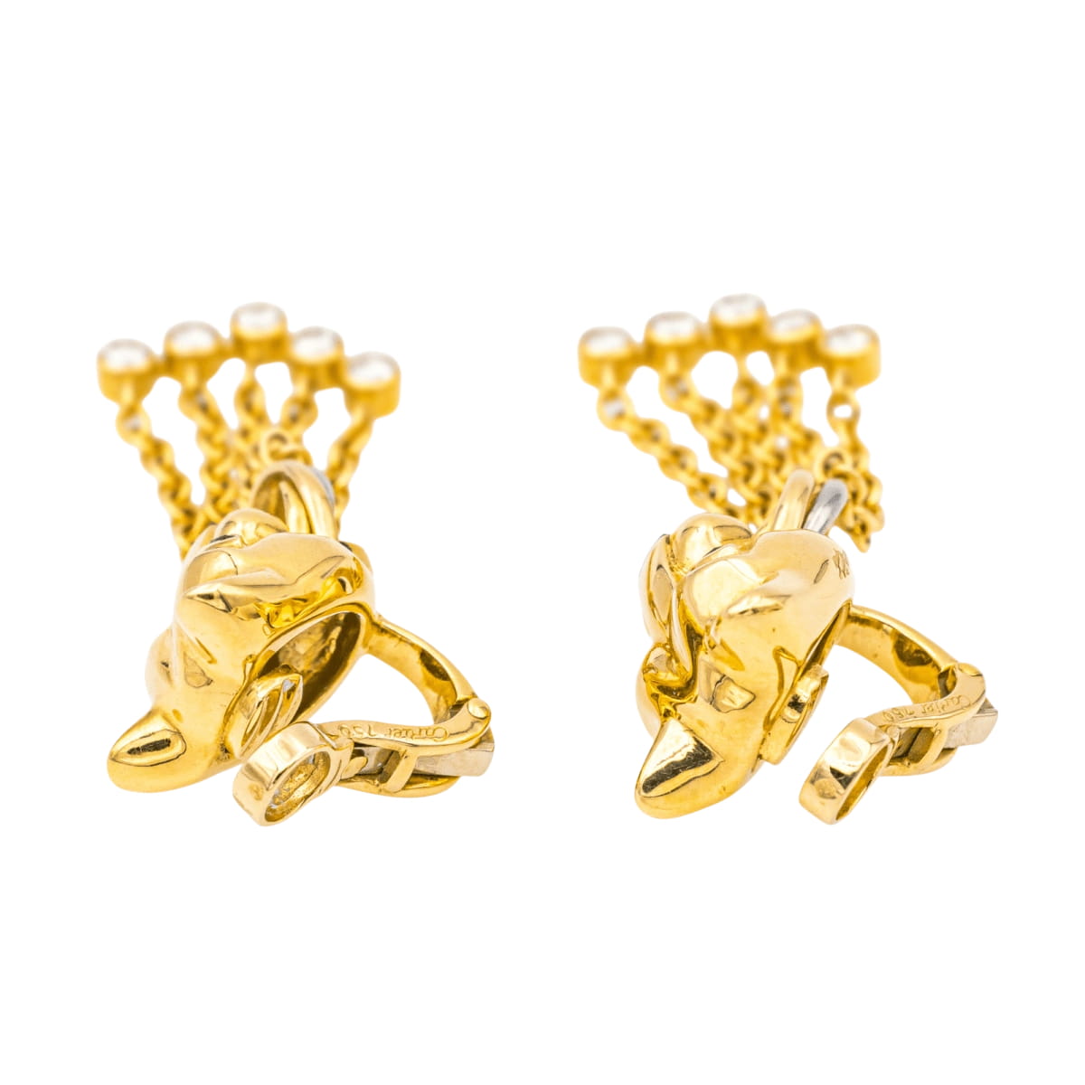 Boucles d'oreilles Clips CARTIER "Panthère" en or jaune, émeraudes et diamants - Castafiore