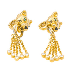Boucles d'oreilles Clips CARTIER "Panthère" en or jaune, émeraudes et diamants - Castafiore