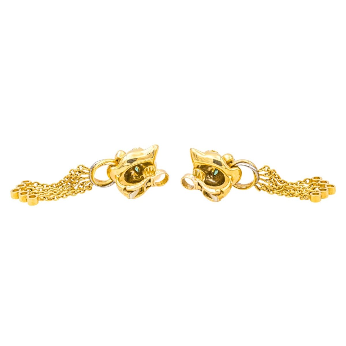 Boucles d'oreilles Clips CARTIER "Panthère" en or jaune, émeraudes et diamants - Castafiore