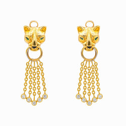 Boucles d'oreilles Clips CARTIER "Panthère" en or jaune, émeraudes et diamants - Castafiore