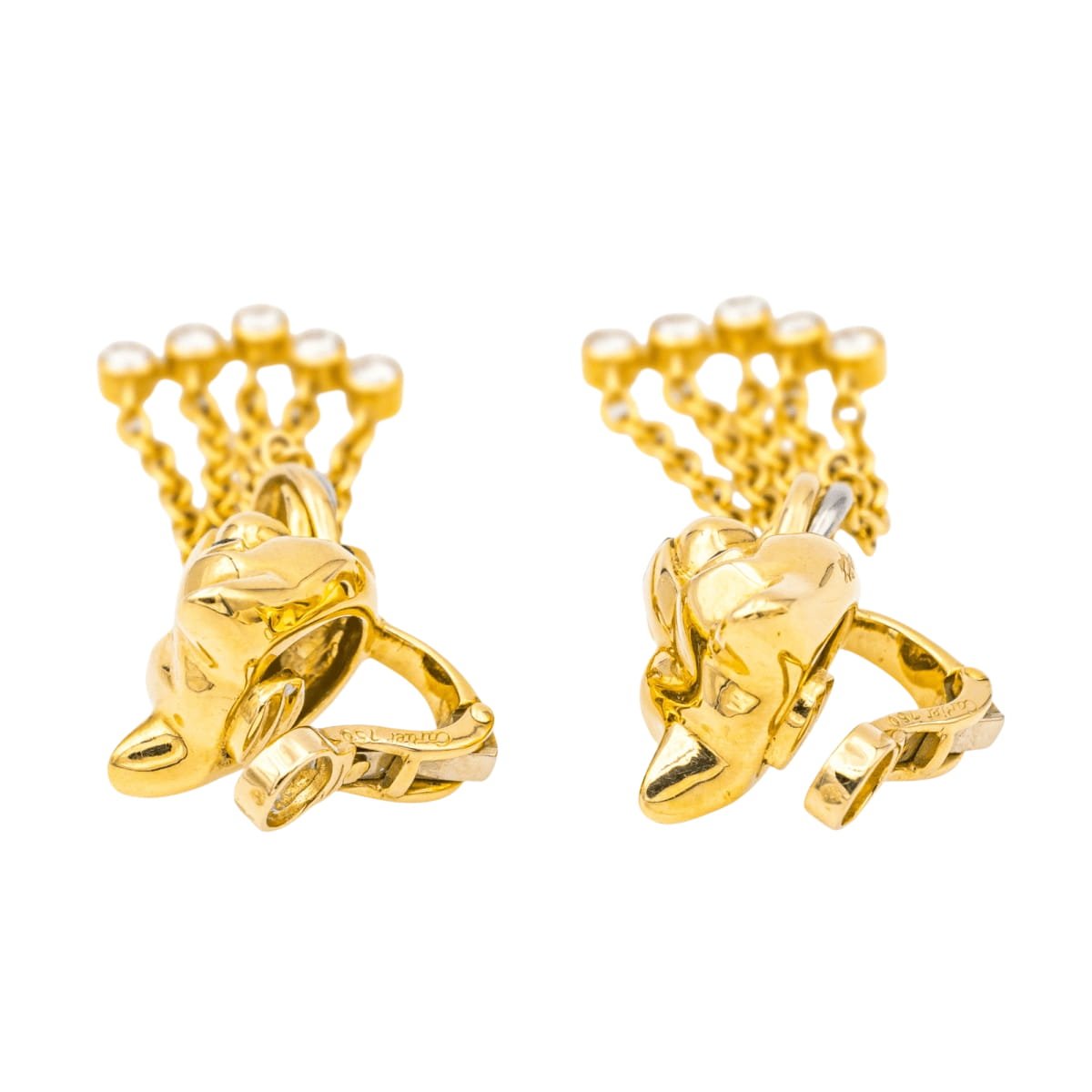 Boucles d'oreilles Clips CARTIER "Panthère" en or jaune, émeraudes et diamants - Castafiore