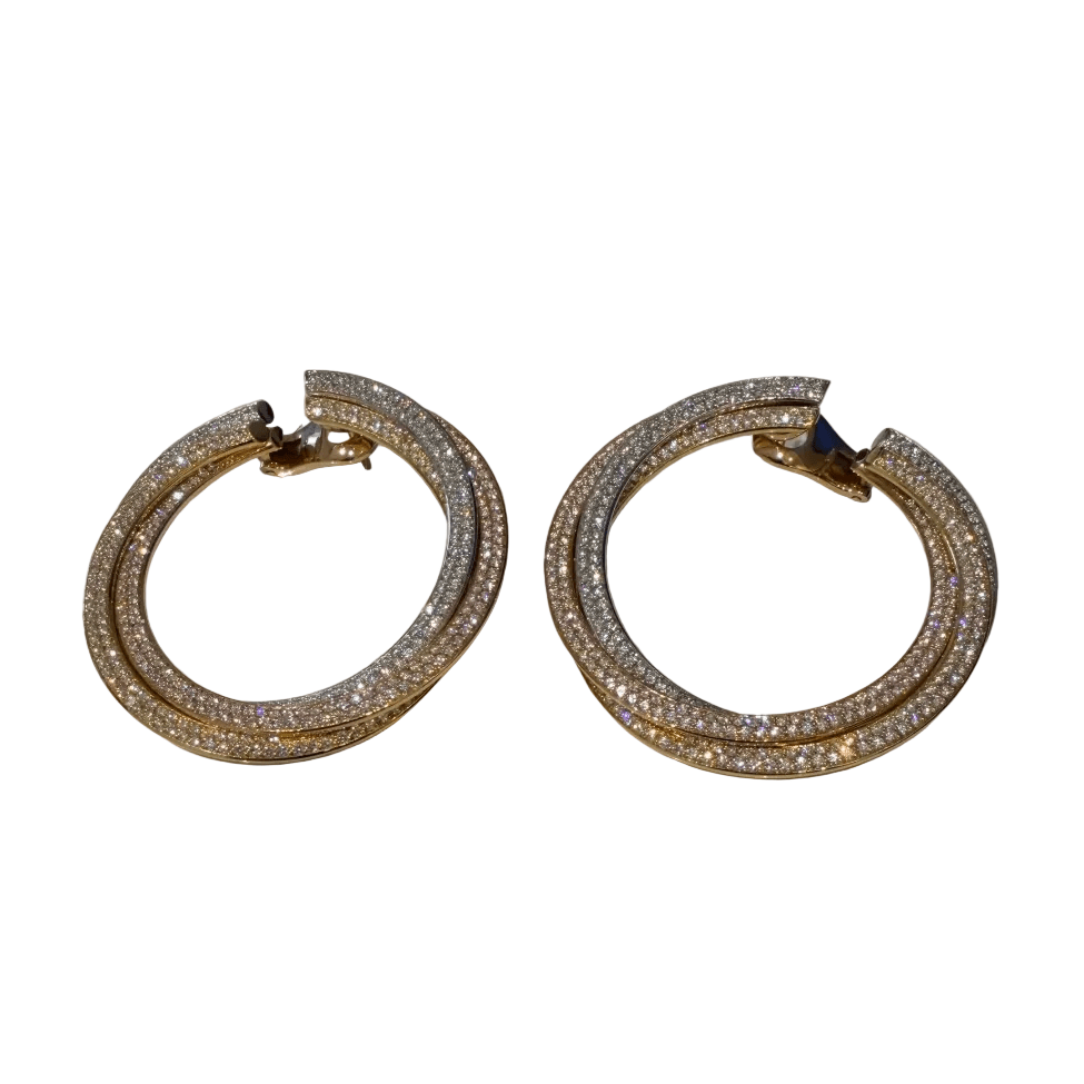 Boucles d’oreilles Clips CARTIER "Trinity" en or blanc, or jaune, or rose et diamants - Castafiore