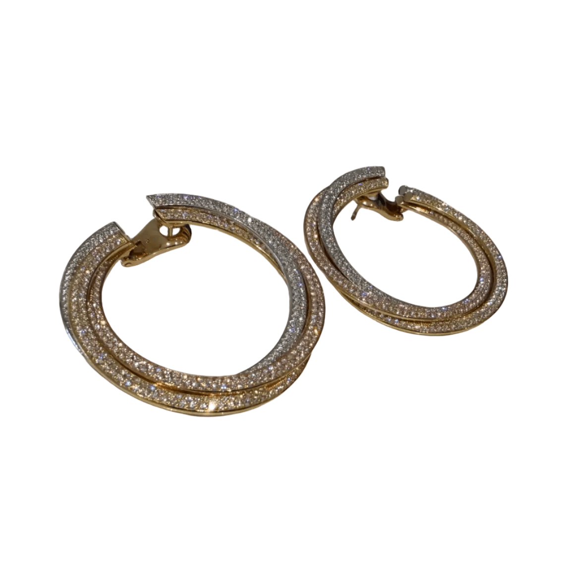 Boucles d’oreilles Clips CARTIER "Trinity" en or blanc, or jaune, or rose et diamants - Castafiore