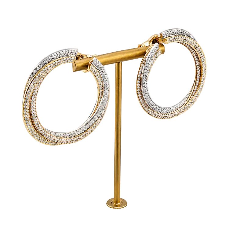 Boucles d’oreilles Clips CARTIER "Trinity" en or blanc, or jaune, or rose et diamants - Castafiore
