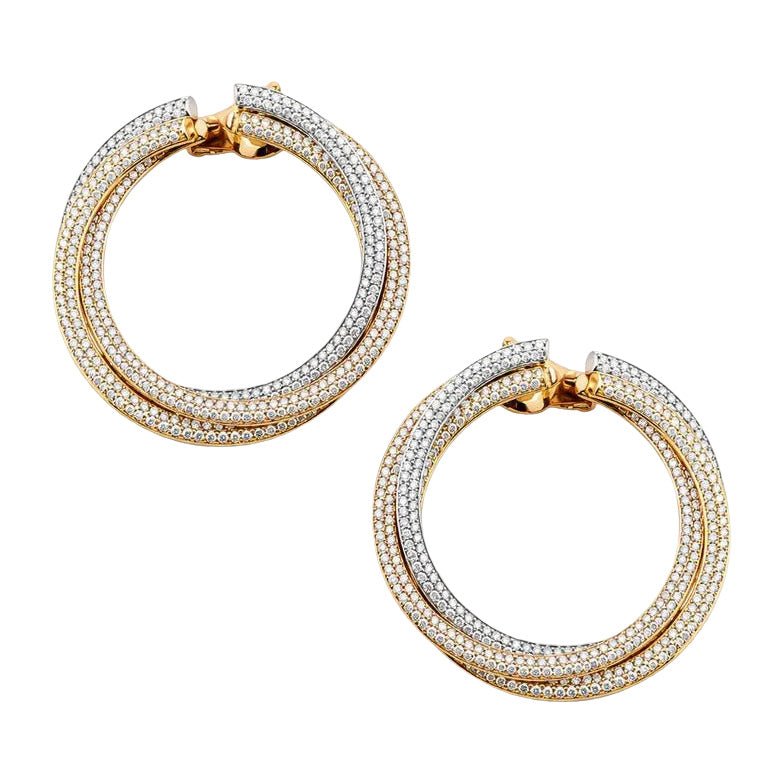Boucles d’oreilles Clips CARTIER "Trinity" en or blanc, or jaune, or rose et diamants - Castafiore