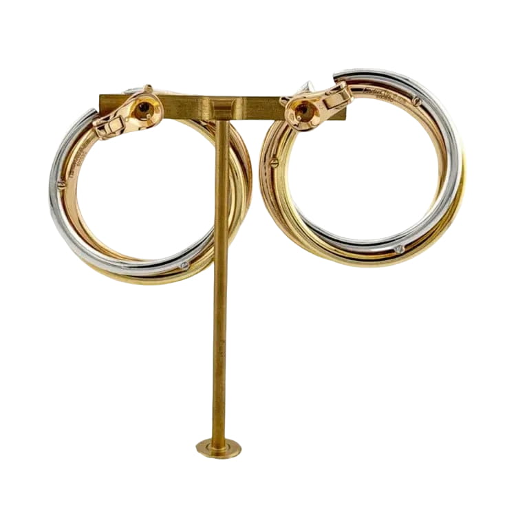 Boucles d’oreilles Clips CARTIER "Trinity" en or blanc, or jaune, or rose et diamants - Castafiore