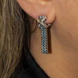 Boucles d'oreilles Clips CENTOVENTUNO en or blanc, topazes et diamants - Castafiore