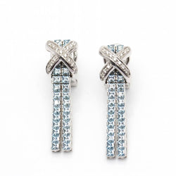 Boucles d'oreilles Clips CENTOVENTUNO en or blanc, topazes et diamants - Castafiore