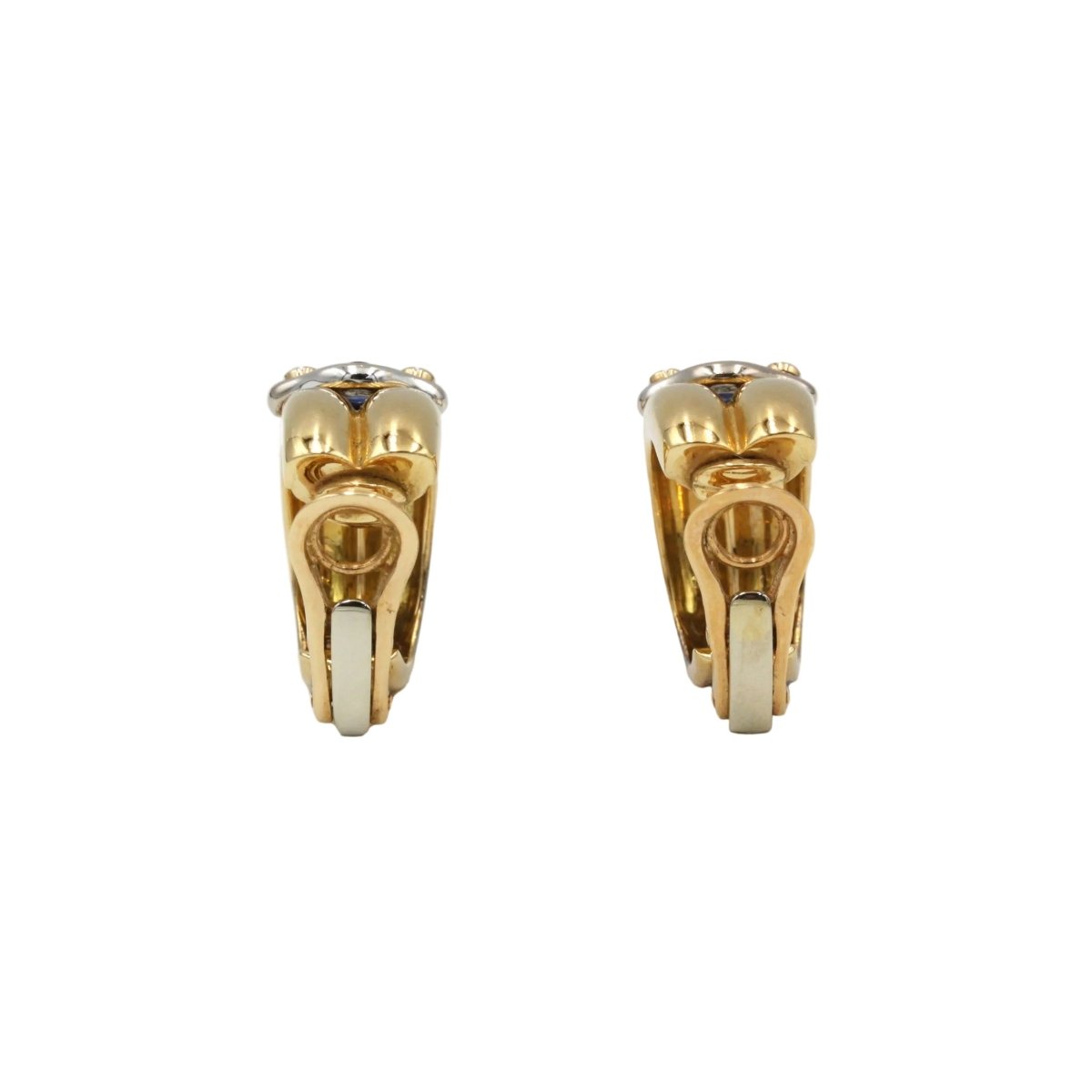Boucles d'oreilles Clips CHAUMET en or blanc, or jaune et saphirs - Castafiore