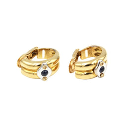 Boucles d'oreilles Clips CHAUMET en or blanc, or jaune et saphirs - Castafiore