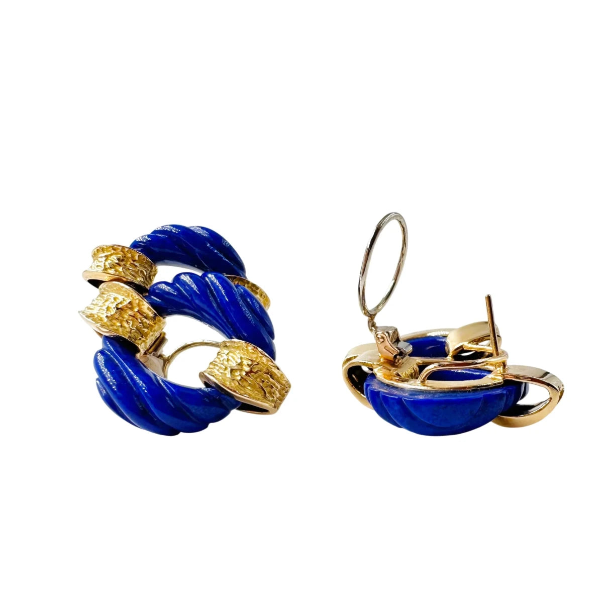 Boucles d'oreilles Clips CHAUMET en or jaune et lapis-lazuli - Castafiore