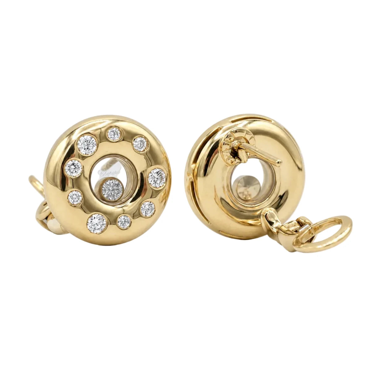 Boucles d'oreilles Clips CHOPARD "Happy Diamond" en or jaune et diamants - Castafiore