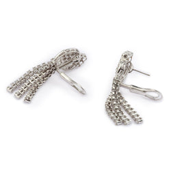 Boucles d'Oreilles Clips Cocktail Diamants 3 Carats Or Gris 18 Carats - Castafiore