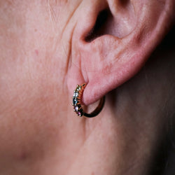 Boucles d'oreilles Clips CRIOLLA en or jaune, péridots, améthystes, rhododendrons et topazes - Castafiore