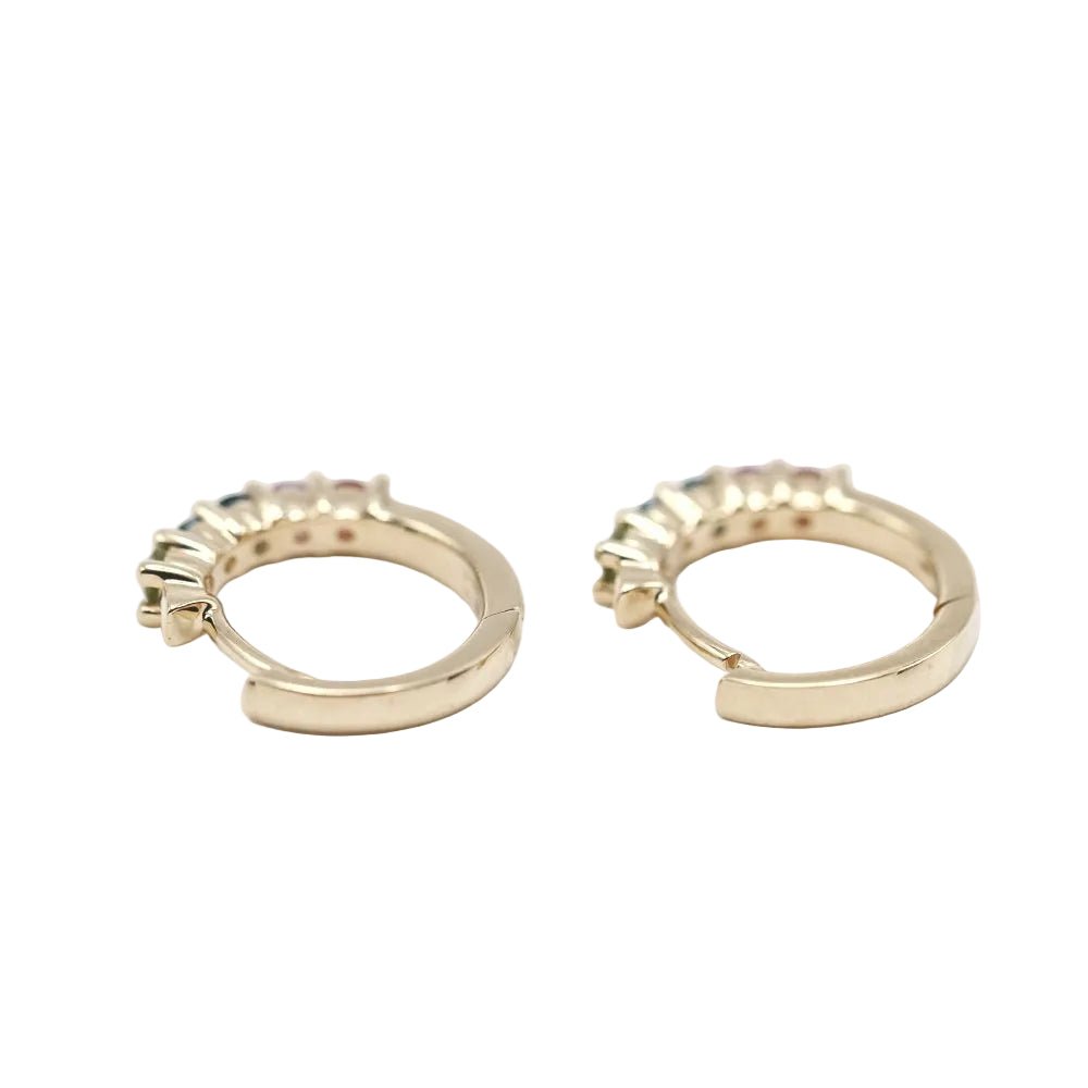 Boucles d'oreilles Clips CRIOLLA en or jaune, péridots, améthystes, rhododendrons et topazes - Castafiore