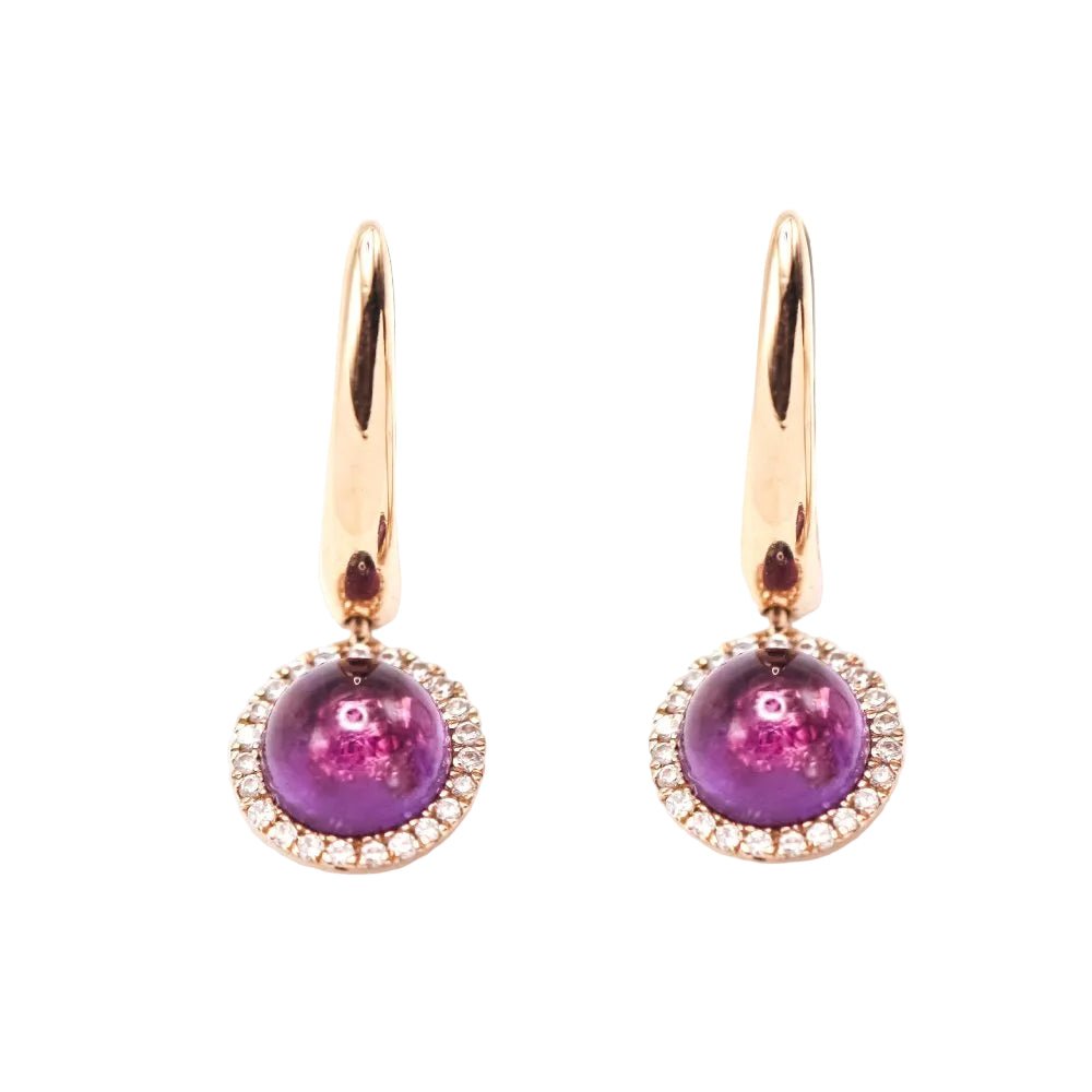 Boucles d'oreilles Clips en or blanc, améthystes et diamants - Castafiore