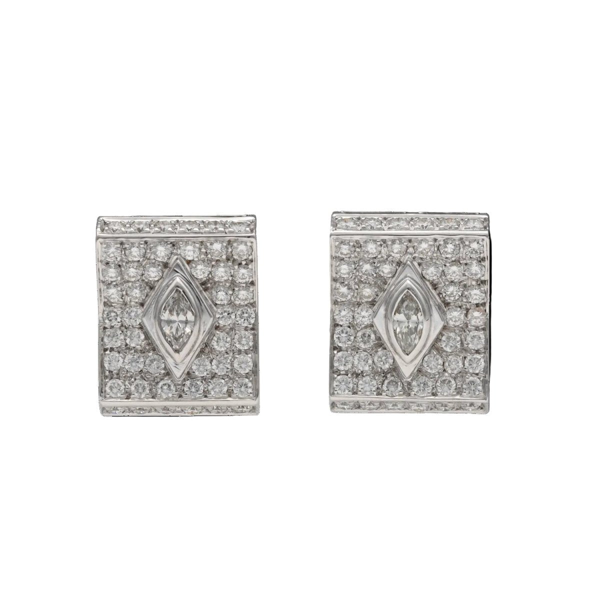 Earrings - 18k white gold - diamonds 3.50 cts - Circa 2000