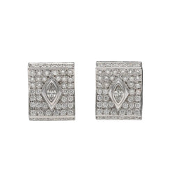 Earrings - 18k white gold - diamonds 3.50 cts - Circa 2000
