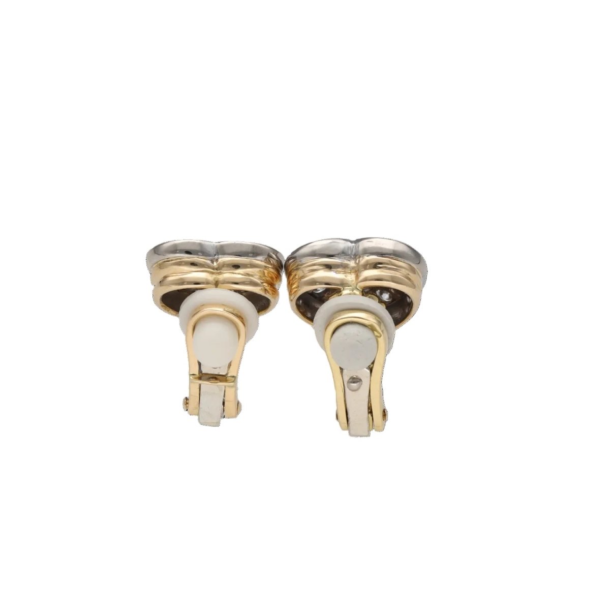 Boucles d'oreilles Clips en or blanc, or jaune et diamants - Castafiore