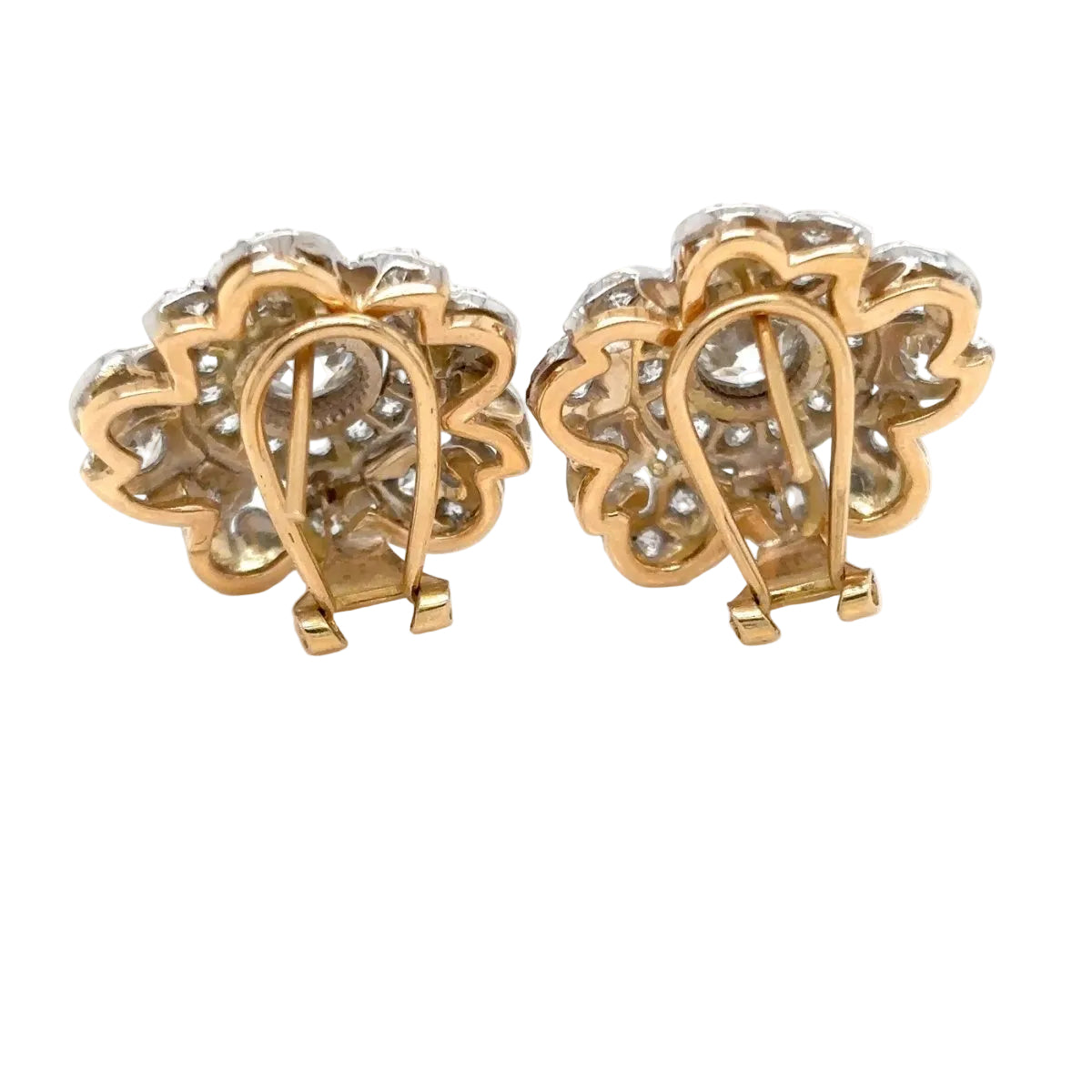 Boucles d’oreilles Clips en or blanc, or jaune et diamants - Castafiore