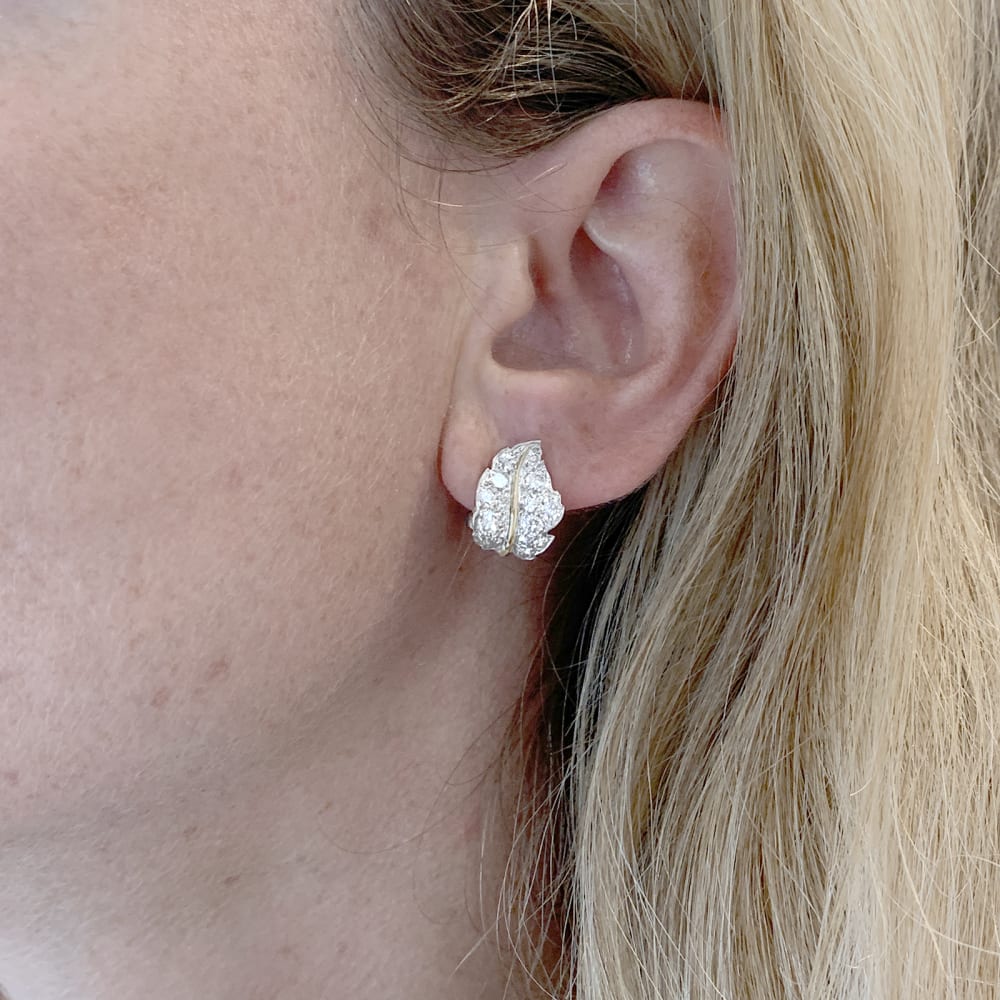 Boucles d'oreilles Clips en or blanc, or jaune et diamants - Castafiore