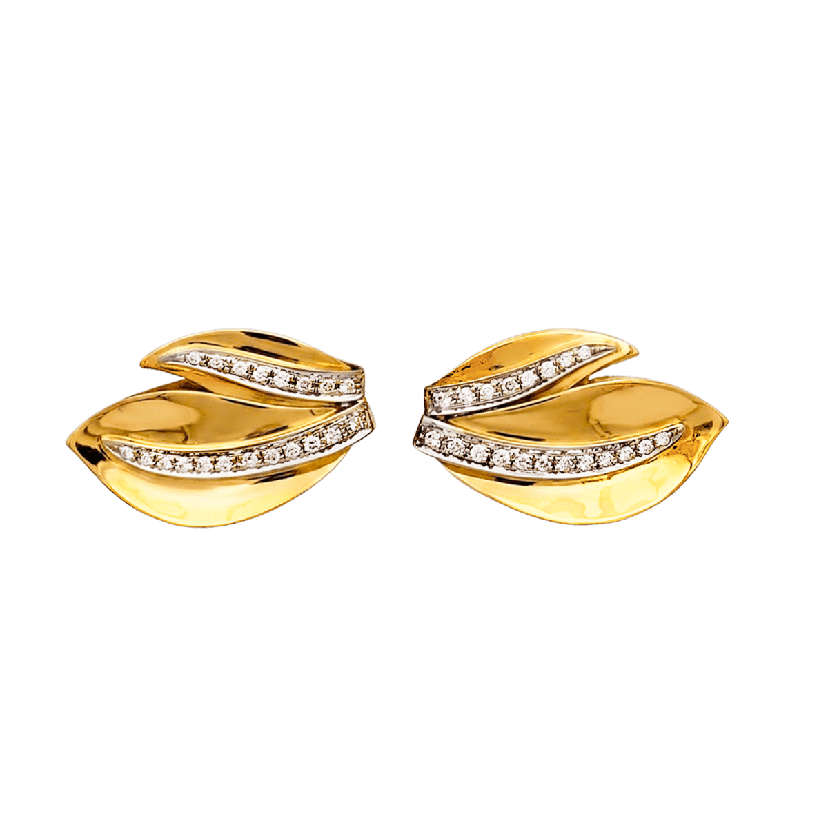 Boucles d'oreilles Clips en or blanc, or jaune et diamants - Castafiore