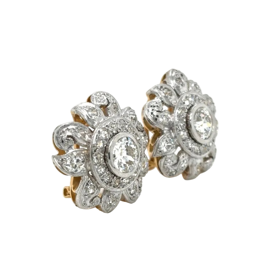 Boucles d’oreilles Clips en or blanc, or jaune et diamants - Castafiore