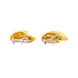 Boucles d'oreilles Clips en or blanc, or jaune et diamants - Castafiore